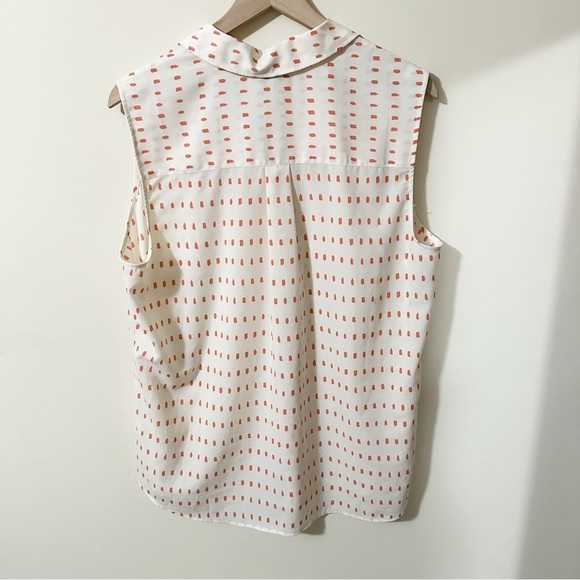 Talbots Nantucket Button Down Tank Blouse Dotted Print Career Womens Sz XL - Picture 2 of 9